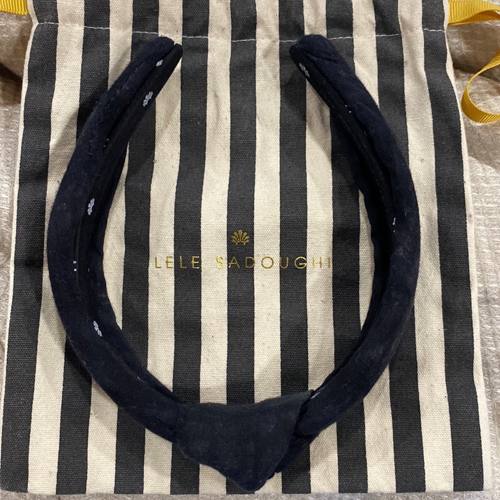 Lele Sadoughi Jet Black Tie-Dye Cotton Slim Headband